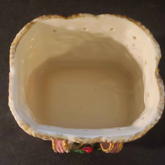 Vintage Ceramic Christmas Trinket Box, Planter, Candy Dish, Votive Candle Holder - Picture 7 of 9